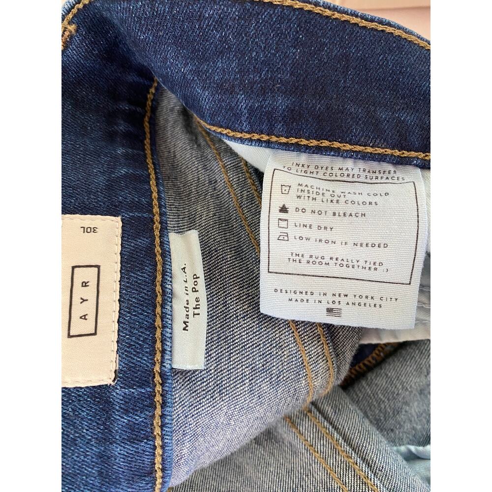 AYR The Pop Straight Leg Jeans Tall 30L Blue Dark Wash USA - Picture 10 of 14